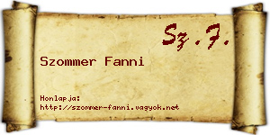 Szommer Fanni névjegykártya